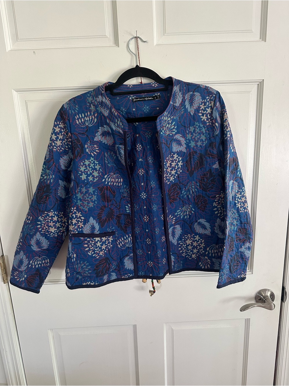 Gudrun Sjoden Blue Floral Quilted Jacket Small Chest 38 L 22 W40 like new - Picture 3 of 9